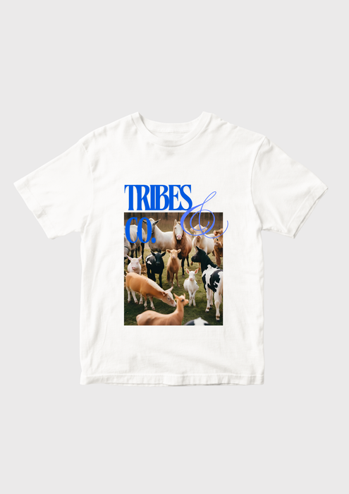 【サンプルセール】オーガニックコットン HAPPY VEGANシリーズ TRIBES&CO Tシャツ ブルー