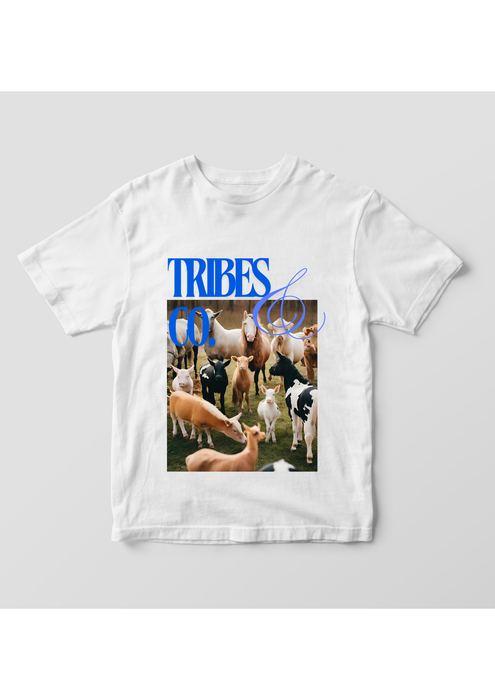 【サンプルセール】オーガニックコットン HAPPY VEGANシリーズ TRIBES&CO Tシャツ ブルー