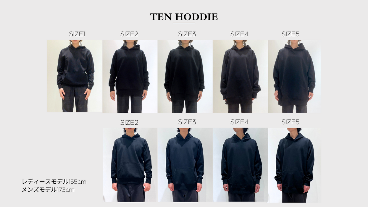【TEN】オーガニックコットンユニセックスフーディー ブラック