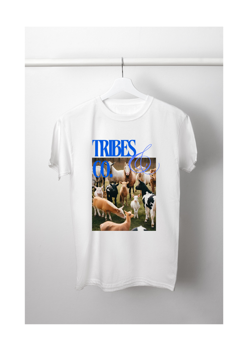 【サンプルセール】オーガニックコットン HAPPY VEGANシリーズ TRIBES&CO Tシャツ ブルー