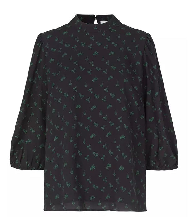 【完売】リサイクルポリエステル Forget ブラウス Black fairy green art