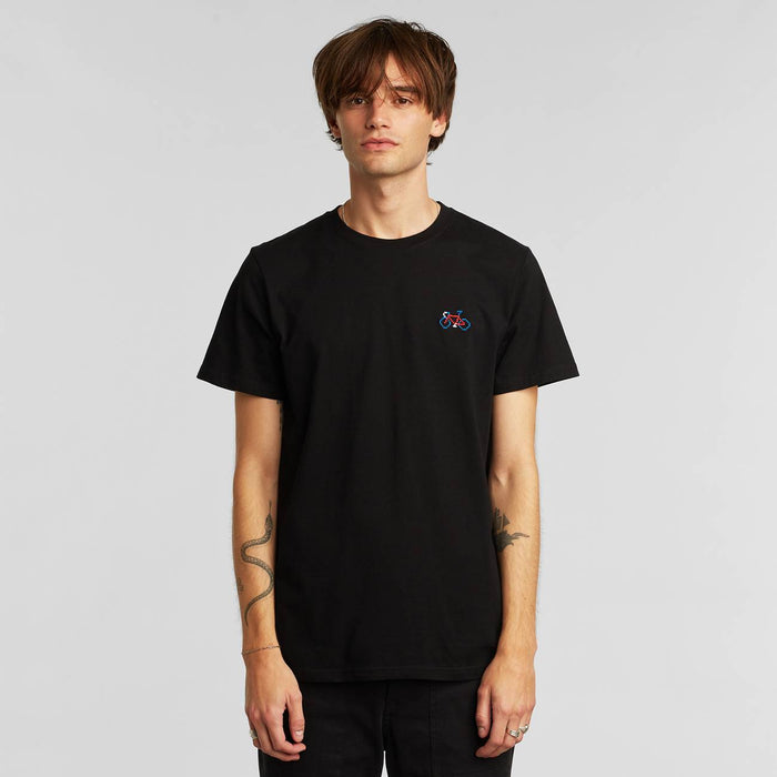 サオーガニックコットン Tシャツ ストックホルム バイククロスステッチ ブラック