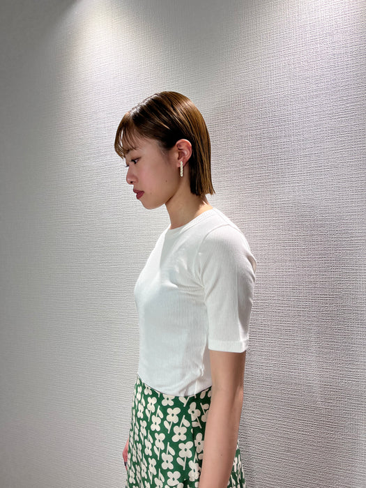 オーガニックコットン   DAKOTA  RIB  トップ  ホワイト