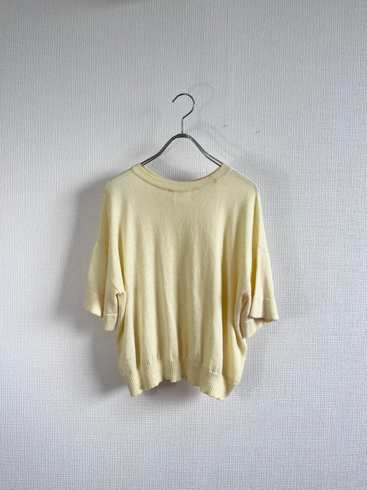 【完売】オーガニックコットン ニットトップELSUR ストロー イエロー