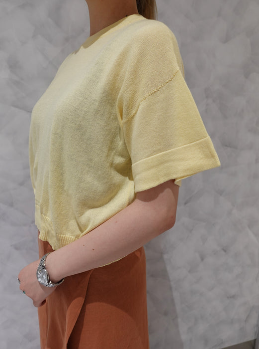 【完売】オーガニックコットン ニットトップELSUR ストロー イエロー