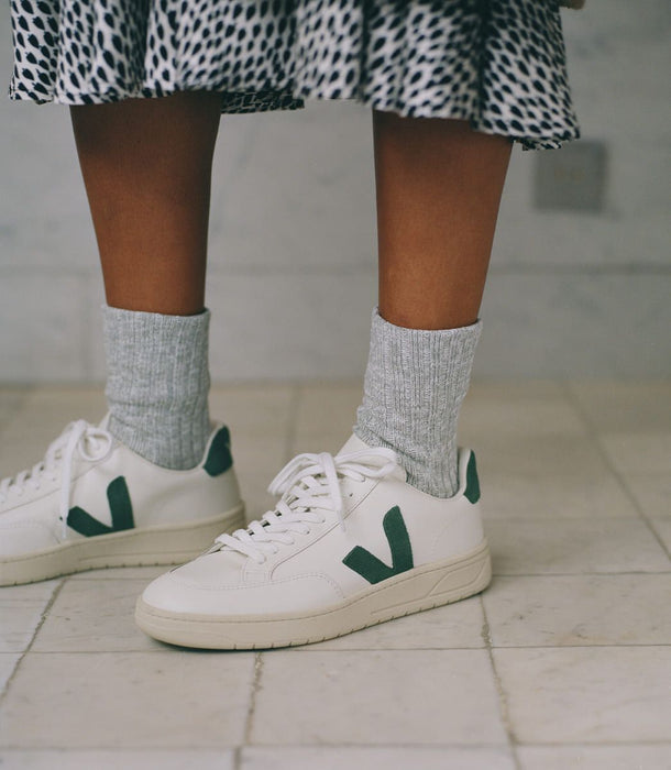 ヴェジャ VEJA  V-12 LEATHER ホワイト/グリーン クロムフリーレザーCYPRUS