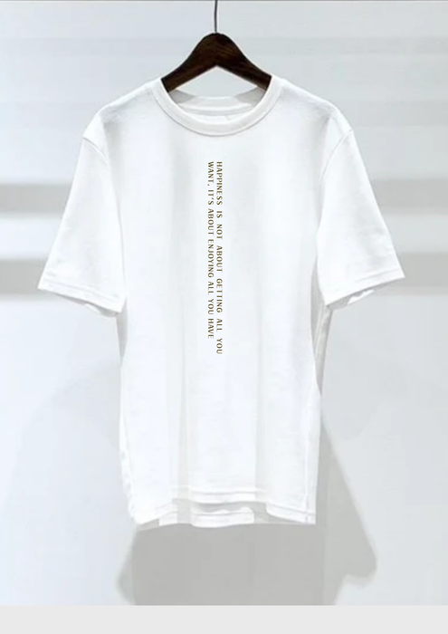 【TEN】BEINGシリーズ　Happiness is not about getting all you want, it’s about enjoying all you have　 Tシャツ /ロングＴシャツオーガニックコットン