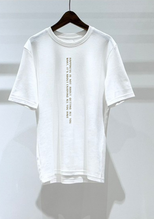 【TEN】BEINGシリーズ　Happiness is not about getting all you want, it’s about enjoying all you have　 Tシャツ /ロングＴシャツオーガニックコットン