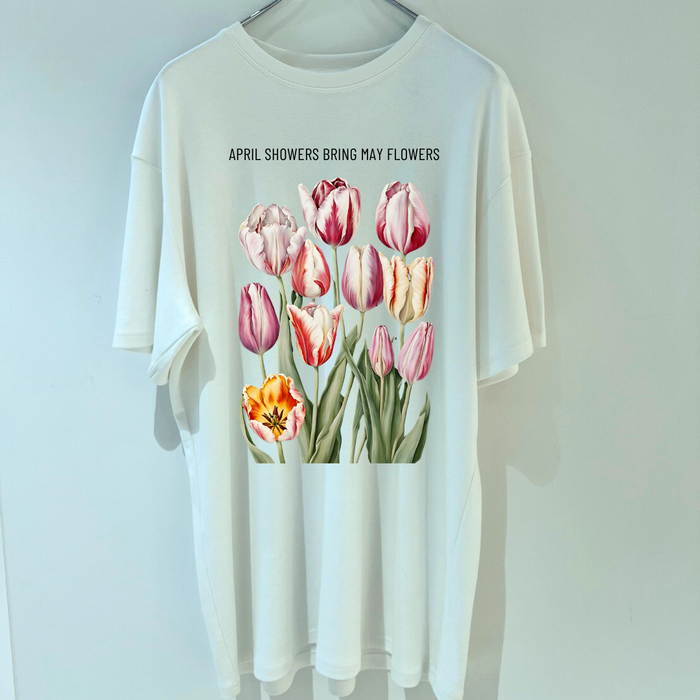 【TEN】Flowerシリーズ　April showers bring May flowersTシャツ オーガニックコットン/フロント＆バックプリントA