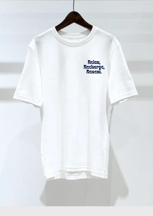 【TEN】BEING シリーズRelax, Recharge, Renew.　Tシャツ/ロングTシャツ　 オーガニックコットン/フロント＆バックプリント