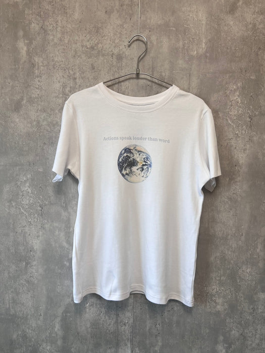 サンプルセール【TEN】welcome to the EARTHシリーズ　Actions speak louder than word Tシャツ オーガニックコットン/フロントプリント