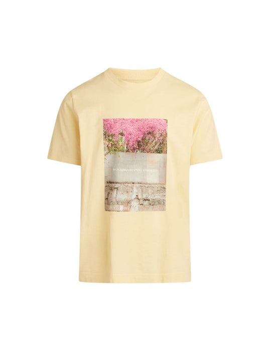オーガニックコットン  Heavy Twin Flower Tシャツ　バニラカスタード