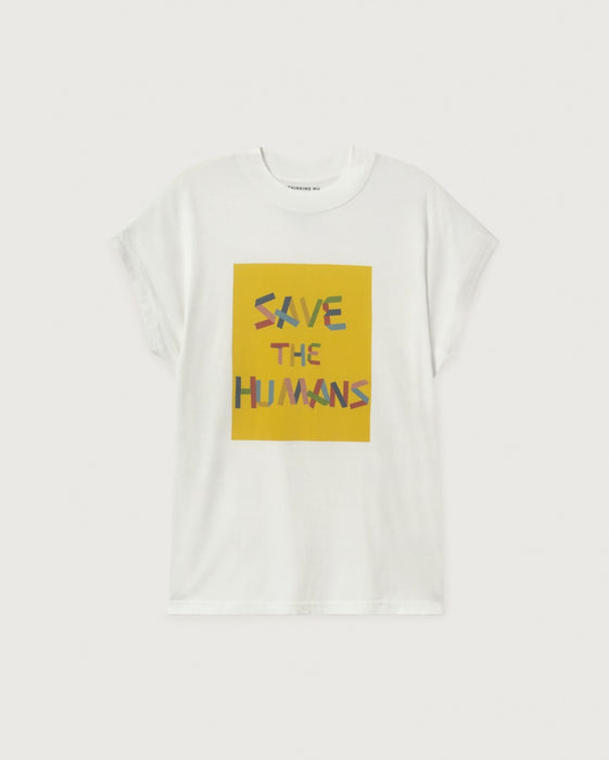 オーガニックコットン　SAVE THE HUMANS レディスTシャツ